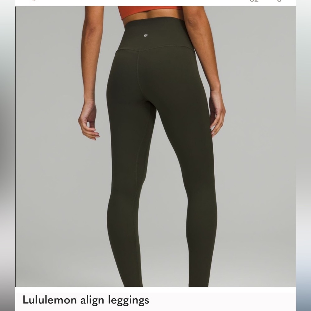 Lululemon Align leggings olive color size 6 EUC